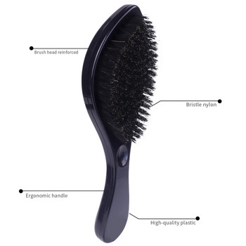 Мъжка четка за коса с косми от глиган Средни косми Африканска 360 вълна Фризьорска четка Грижа за четка за мустаци