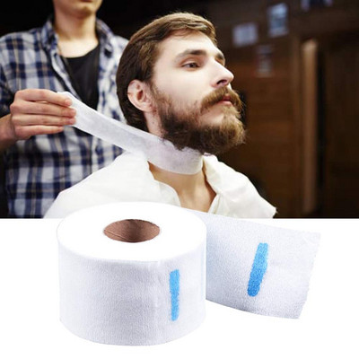 Еднократни хартиени бръснарски ленти за врат - 1 ролка 100 ленти Професионална еластична хартиена лента за врат за оформяне на фризьорски салон