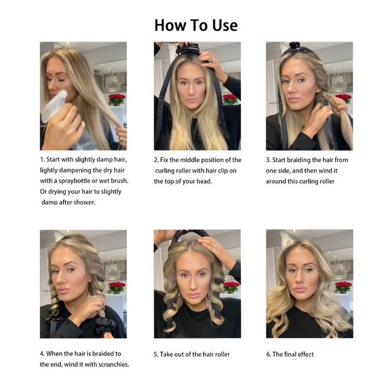 Traka za kosu bez topline Lazy Curler Traka za glavu Čini kosu mekom i sjajnom Kovrče bez topline Traka Uvijači za kosu Svilena traka