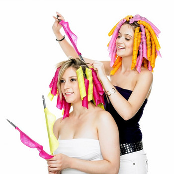 Magic Hair Rollers Spiral Round Curling Soft for Women DIY ( 20/30/45/50/55cm ) 18 τμχ Εργαλεία styling για μια νύχτα χωρίς θερμότητα
