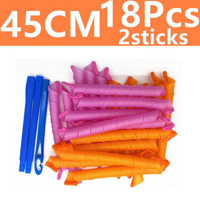 Magic Hair Rollers Spirālveida apaļas kērlings, mīksts sievietēm DIY ( 20/30/45/50/55cm ) 18 gab Overnight Heatless Styling Tools