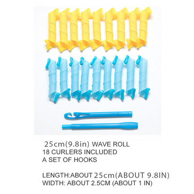 Magic Hair Rollers Spirālveida apaļas kērlings, mīksts sievietēm DIY ( 20/30/45/50/55cm ) 18 gab Overnight Heatless Styling Tools