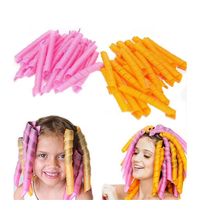 Magic Hair Rollers Spirālveida apaļas kērlings, mīksts sievietēm DIY ( 20/30/45/50/55cm ) 18 gab Overnight Heatless Styling Tools
