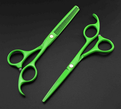 Japonia profesională 440c 9cr13 verde Piano vopsea 5.5 inch set de foarfece pentru subțiere foarfece de coafură pentru frizer
