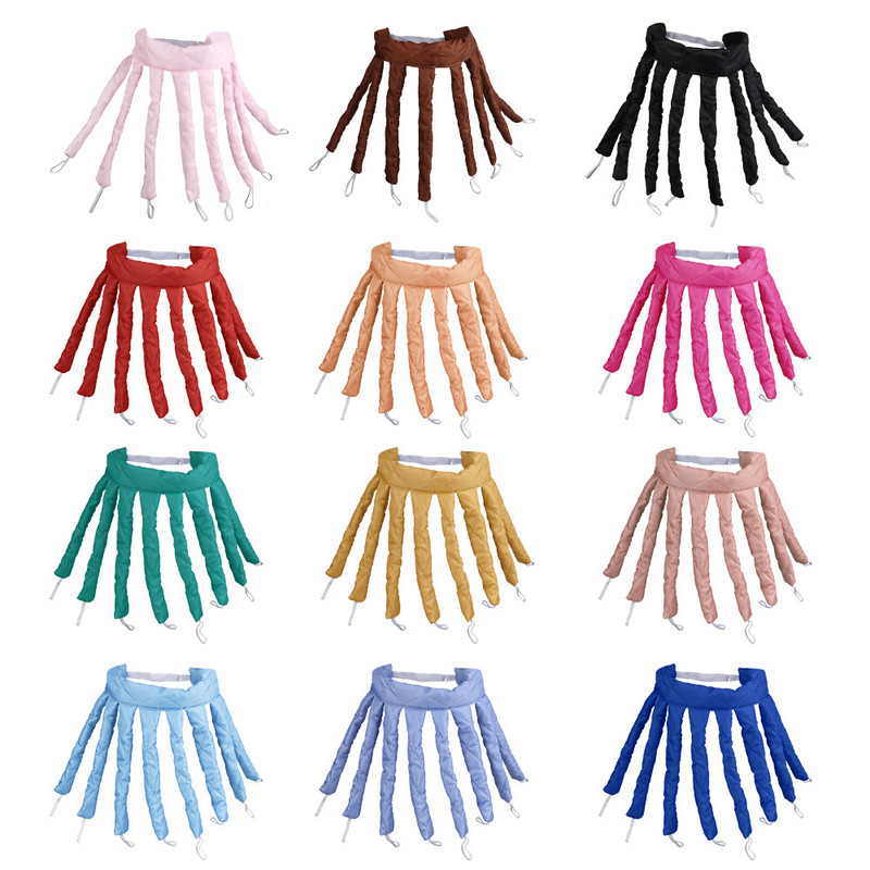 No Heat Lazy Hair Ruļļi Nekarsējami Lokšķēres Stieņa Galvas Lente Cirtas Zīda Lente Miega Mīksts Viļņs Iepriekš cirtas Lente 12 Krāsu