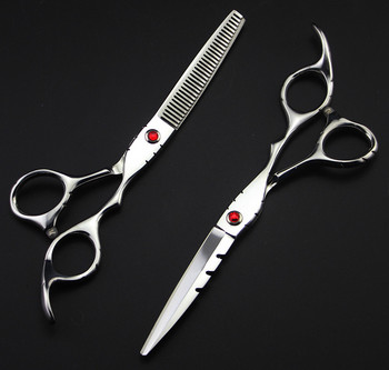 Професионални 6-инчови и 5,5-инчови червени сини 440c 9cr13 горещи ножици ножици за подстригване комплект бръснарски ножици фризьорски ножици