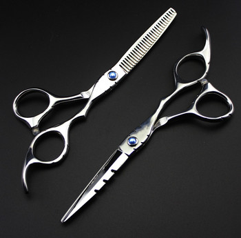 Професионални 6-инчови и 5,5-инчови червени сини 440c 9cr13 горещи ножици ножици за подстригване комплект бръснарски ножици фризьорски ножици
