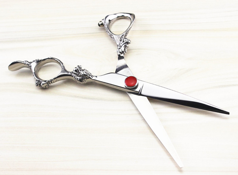 Aukščiausios kokybės profesionalios 6,0 colio Japan 440c 9cr13 drakono retinimo žirklės kirpimo kirpėjo plaukų žirklės rinkinys kirpyklos žirklės