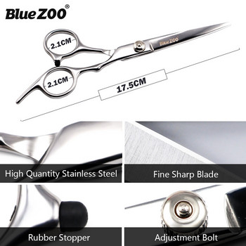 Bluezoo Stainless Steel Barber Shop Beauty Salon Styling Haircut Beard Trim Scissors 17,5cm Hair cutting Scissors Cases