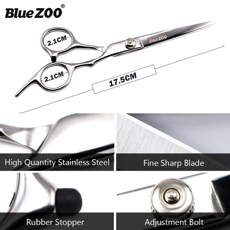 Bluezoo rozsdamentes acél fodrászat szépségszalon hajformázás hajvágás szakáll szakállvágó olló 17,5 cm hajvágó olló tokok