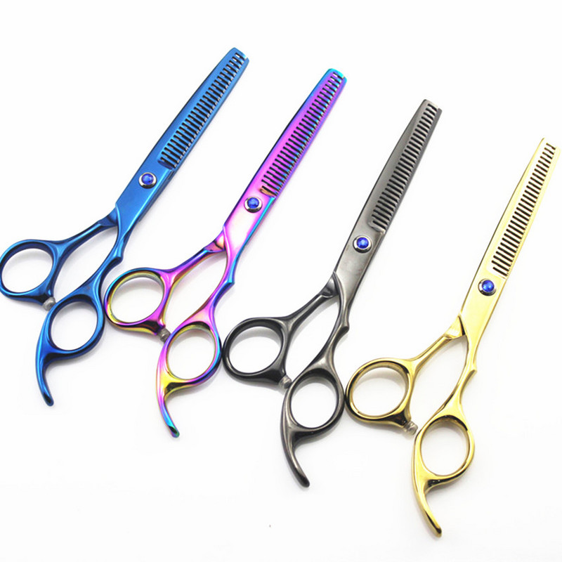 Foarfece de coafură profesionale din oțel 440c din Japonia, de 6 inci, pentru tăiere și subțiere clasică, set de foarfece pentru frizer, 4 culori