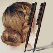 Salon profesional cu mâner din lemn, perie de păr naturală de mistreț, pieptene de păr pufos, pieptene subțire, perie de păr, instrument de frizerie
