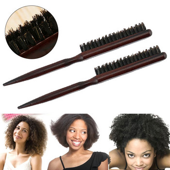 Επαγγελματική ξύλινη λαβή σαλονιού Βούρτσα μαλλιών με τρίχες φυσικού κάπρου Fluffy Hair Comb Slim Comb Hairbrush Hairdressing Barber