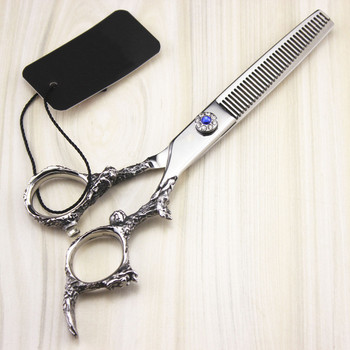 професионална стомана JP 440c 6 инча скъпоценен камък дракон ножици за коса фризьорски бръснари makas фризьорски ножици фризьорски ножици
