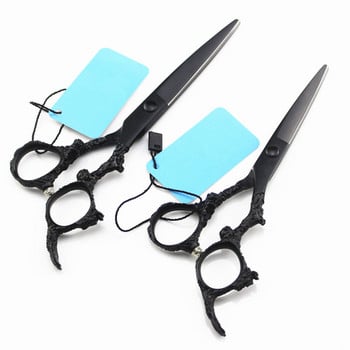 професионална япония 440c 5.5 6 инча ножици за коса с черен дракон фризьорски ножици за подстригване makas фризьорски ножици