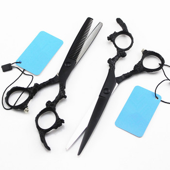 професионална япония 440c 5.5 6 инча ножици за коса с черен дракон фризьорски ножици за подстригване makas фризьорски ножици
