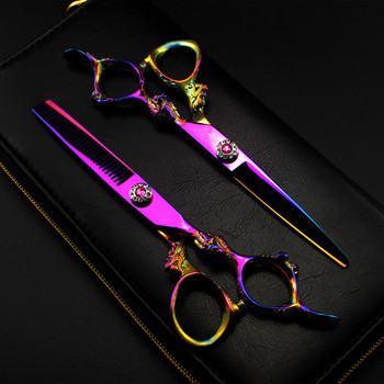 професионална япония 440c 6 \'\' дъгова драконова ножица за подстригване фризьорски фризьорски ножици фризьорски ножици