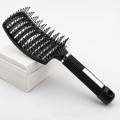 Perie de păr cu peri de mistreț Pieptene pentru masaj al scalpului pentru femei Perie de păr antistatică Instrument de coafură de salon Design curbat ventilat