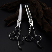 Foarfecă profesională Japonia 440c, 6 inch, cu craniu, foarfece de lux, tunsoare, tunsoare, bărbier, foarfece de coafură