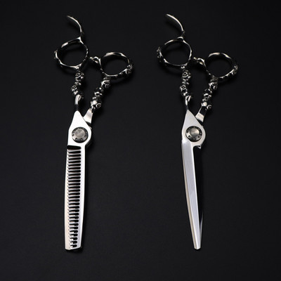 Foarfecă profesională Japonia 440c, 6 inch, cu craniu, foarfece de lux, tunsoare, tunsoare, bărbier, foarfece de coafură