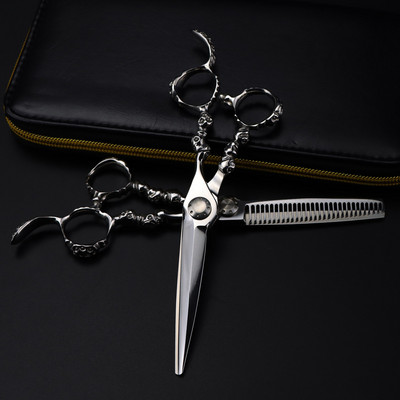 Foarfecă profesională Japonia 440c, 6 inch, cu craniu, foarfece de lux, tunsoare, tunsoare, bărbier, foarfece de coafură