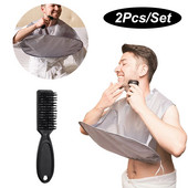 2бр. Комплект лигавници за бръснене Лигавници за бръснене Бръснарска престилка Многофункционална четка за почистване на бръснене Четка за брада Фризьорски инструменти за брада