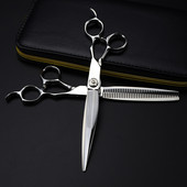 Profesionali Japan 440c 7 '' Prabanga naminių šunų kirpimo plaukų žirklės Kirpimas Kirpėjo kirpimas Retinamas žirklės Kirpykla Žirklės