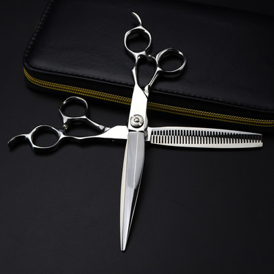 Profesionali Japan 440c 7 '' Prabanga naminių šunų kirpimo plaukų žirklės Kirpimas Kirpėjo kirpimas Retinamas žirklės Kirpykla Žirklės
