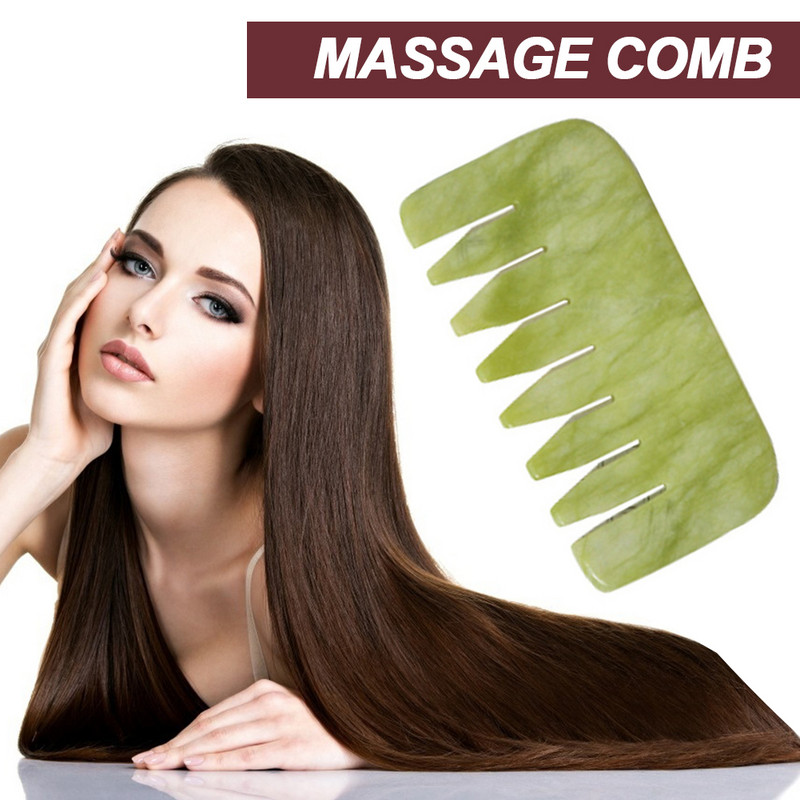 Kefék Gua Sha Jade Stone természetes fejek fejbőr masszírozó fésű Egészségügyi kaparás barkácsformázó eszköz fodrászkefe