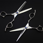 Profesionalios Japan 440c plieno 6'' Plum Gem plaukų žirklės kirpimas kirpykla makas kirpykla retinimo žirklės kirpyklų žirklės