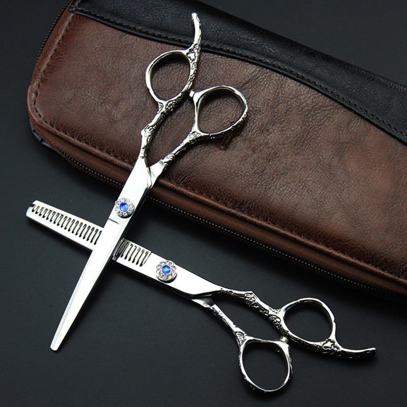 Profesionalios Japan 440c plieno 6'' Plum Gem plaukų žirklės kirpimas kirpykla makas kirpykla retinimo žirklės kirpyklų žirklės