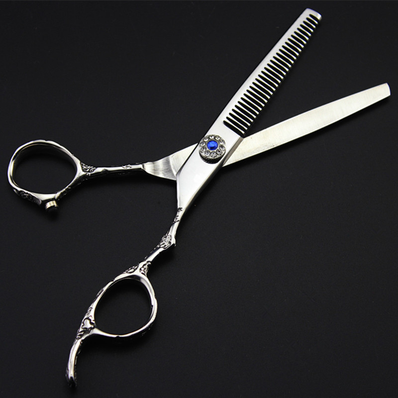 Profesionalios Japan 440c plieno 6'' Plum Gem plaukų žirklės kirpimas kirpykla makas kirpykla retinimo žirklės kirpyklų žirklės