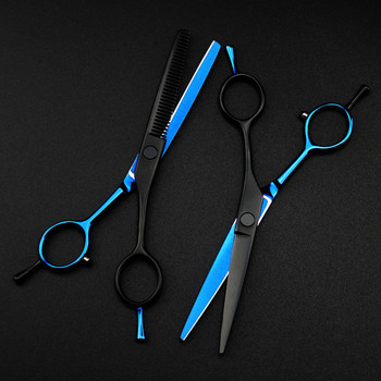 професионална япония 440c 5.5 \'\' Двуопашна синя и черна ножица за подстригване фризьорски ножици за подстригване фризьорски ножици