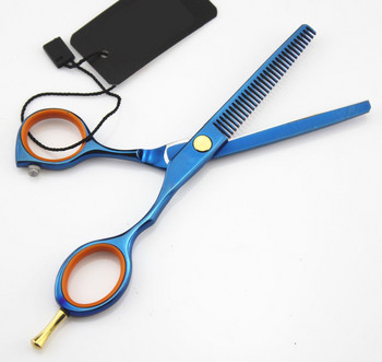 професионална сплав Япония 440c 5,5 инча комплект сини ножици за коса ножици за рязане бръснарски инструменти тънки ножици фризьорски ножици
