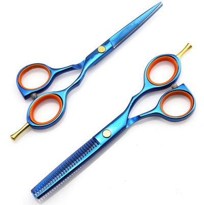 Set de foarfece de păr albastru din aliaj de 5,5 inci din Japonia 440c profesională, unelte de frizer, foarfece de tăiere, foarfece de coafură