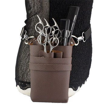 Калъф за чанта от PU кожа с регулируем колан Колан за съхранение на фризьорски инструменти Ножици Щипки Кобур Гребени Висок капацитет