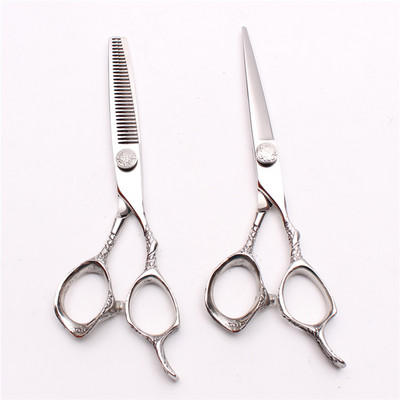 5,5" 16 cm JP 440C logotip za graviranje Srebrne frizerske škare Škare za stanjivanje Škare za rezanje Profesionalne škare za kosu C9001