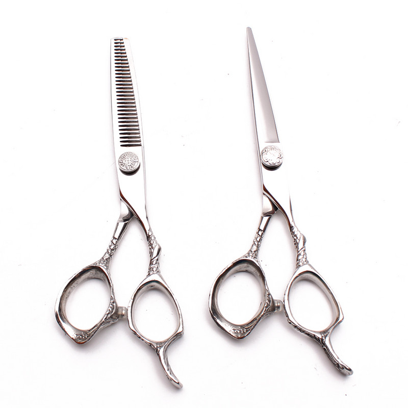 5,5" 16 cm JP 440C logotip za graviranje Srebrne frizerske škare Škare za stanjivanje Škare za rezanje Profesionalne škare za kosu C9001