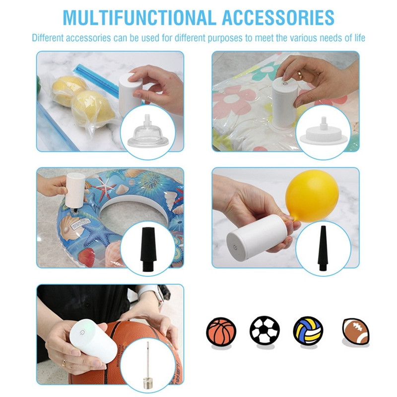 Belaidis dvigubos paskirties oro siurblys maisto oro ištraukimo ir pripūtimo vakuuminiam aparatui, maisto taupymo maišeliai vakuuminiam sandarikliui