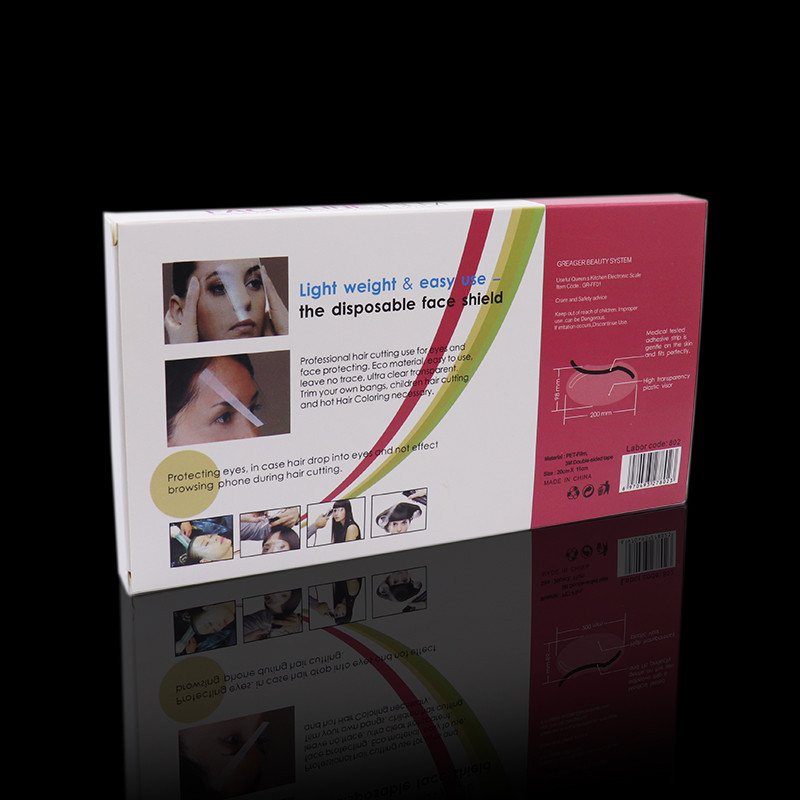 Skaidrios kaktos apsaugos ir akių apsaugos priemonės, kaukė plaukų dažymui, plaukų spalva, plaukų kirpimo žirklės ir plaukai, 100 lapų dėžutėje