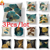 3 buc/lot Ginkgo Biloba poliester husă de pernă pentru canapea cu frunze de plante husă de pernă în talie husă de pernă pentru dormitor decorativ acasă