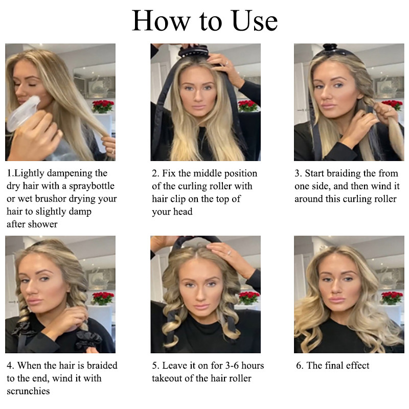 Nekarstoši matu ruļļi Rodas galvas saite Lazy Curler Silk Heatless Hair Lokšķērēšanas Lente Cirtaini Matu Veidošanas Instruments Boucleur cheveux C0022A