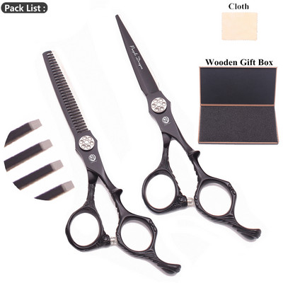 Foarfece profesionale pentru frizer Purple Dragon 6" JP 440C Foarfece pentru tuns păr negru Foarfece pentru subțiere Set Haicut DROPSHIPPING Z9027