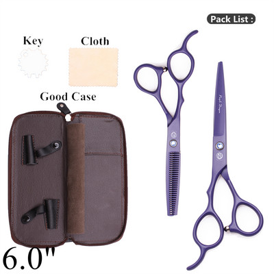 Škare za lijevu kosu Purple Dragon 5.5`` 6" Set škara za šišanje od nehrđajućeg čelika Škare za stanjivanje kose Frizerske škare Z8001