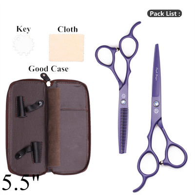 Škare za lijevu kosu Purple Dragon 5.5`` 6" Set škara za šišanje od nehrđajućeg čelika Škare za stanjivanje kose Frizerske škare Z8001