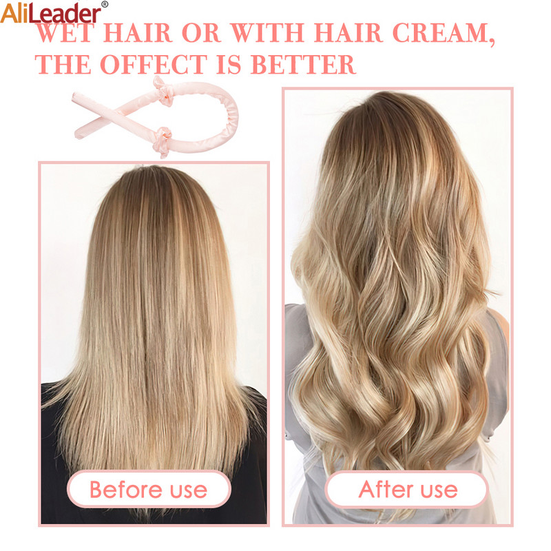 Femei Heatless Curling Rod Bandă Lazy Bigudiu ondulator de păr fără căldură Bigudiuri de păr pentru somn Moale de mătase ondulator de păr Bigudiuri de spumă