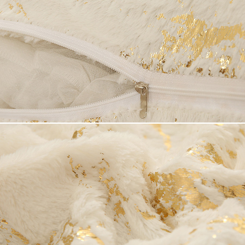 Zlatna plišana krznena bijela jastučnica 43x43 Ukrasna jastučna navlaka za kauč Jastučnica za uređenje doma Siva krznena jastučnica