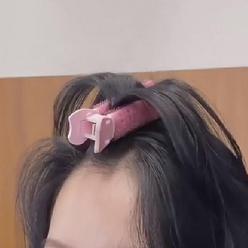 Възглавница за коса Комплект пухкави щипки Горна част с висок череп Корейски стил Безшевни фиксирани въздушни щипки за глава с бретон Големи ролки за къдрене на коса Естествени