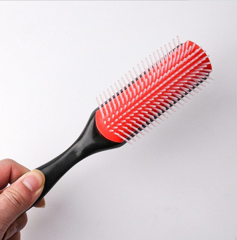 Denman Brush Hair 9-Randuri Perie Detangler Denman Detangler Perie de par Masaj pentru scalp Piepteni drept cret umed pentru femei