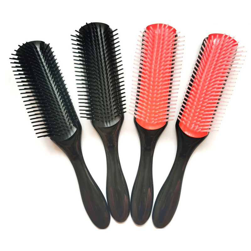Denman Brush Hair 9-Randuri Perie Detangler Denman Detangler Perie de par Masaj pentru scalp Piepteni drept cret umed pentru femei